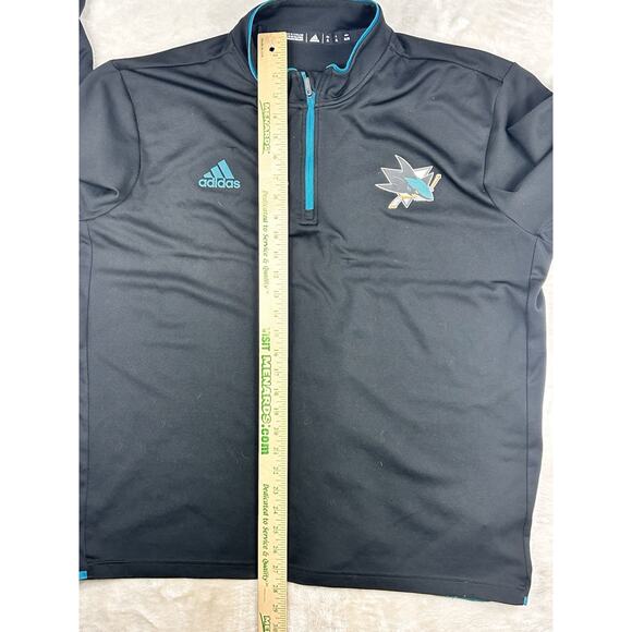 Adidas NHL San Jose Sharks 1/4 Zip Athletic Top Mens Black Long Sleeve Size XL - Picture 5 of 11
